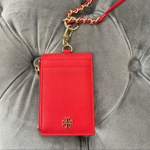 Red Tory Burch Card Case - with strap